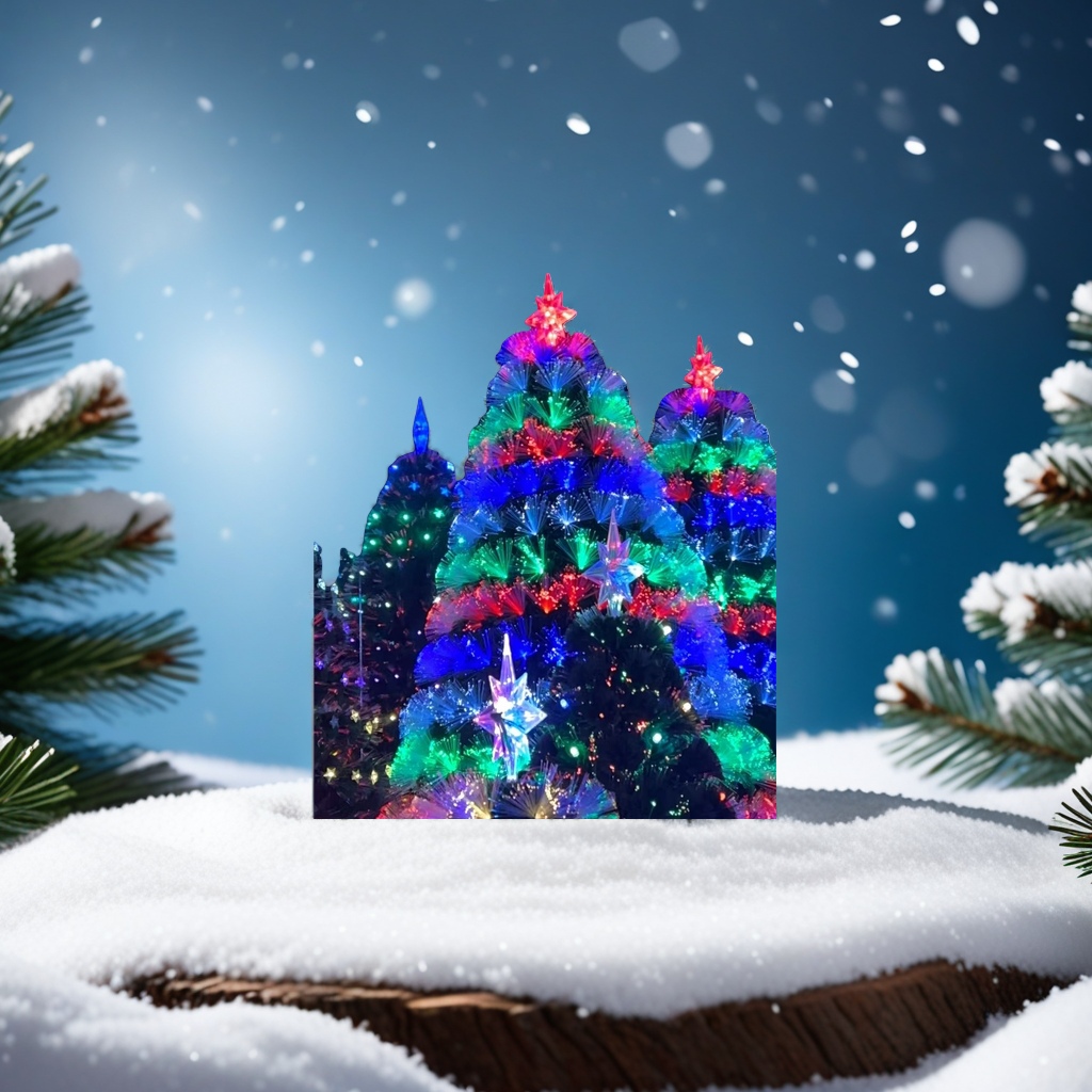 The Christmas tree is decorated with colorful lights and made of PVC material for the festive living room and balcony Application Scenario