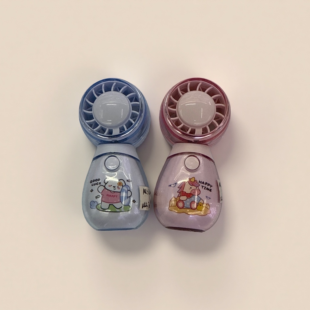 Cartoon-patterned portable small fan, USB charging, mini silent desktop, handheld dual-purpose details Picture