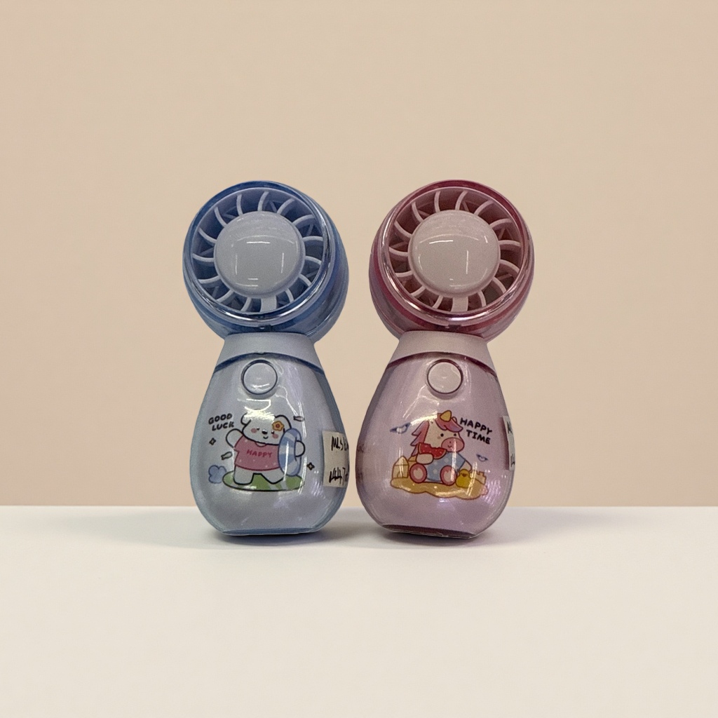 Cartoon-patterned portable small fan, USB charging, mini silent desktop, handheld dual-purpose