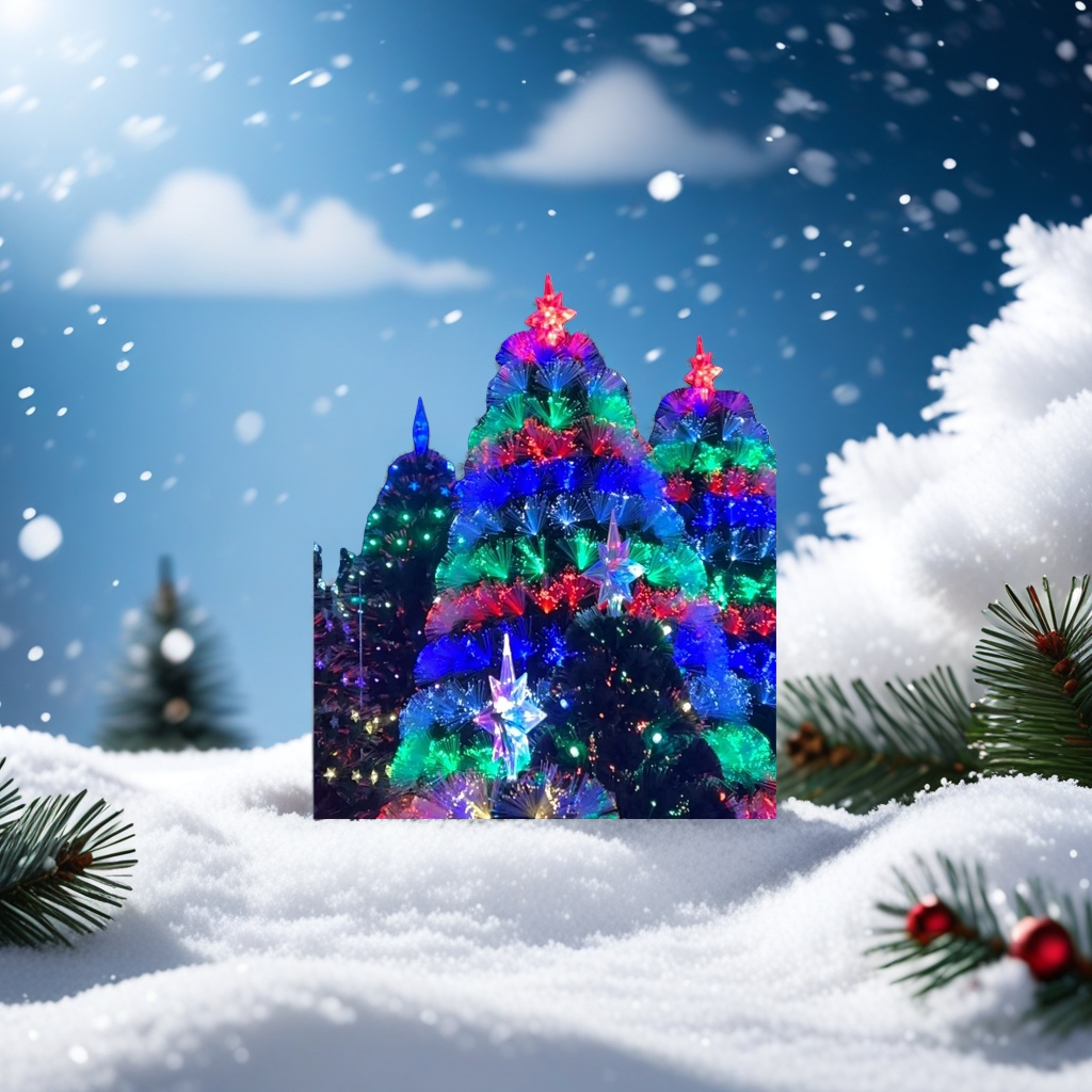 The Christmas tree is decorated with colorful lights and made of PVC material for the festive living room and balcony Specification image