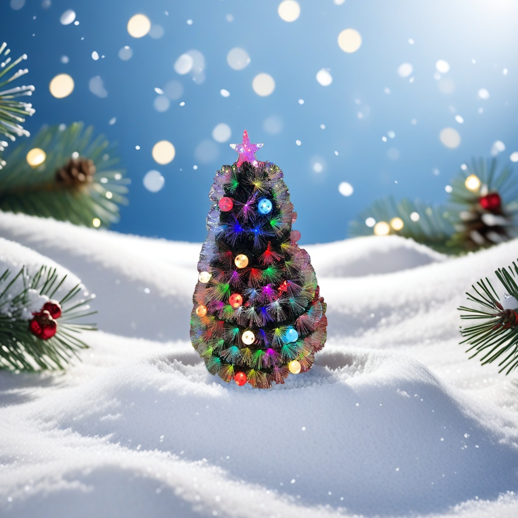 Colorful optical fiber decorated Christmas tree festive atmosphere lighting set Specification image