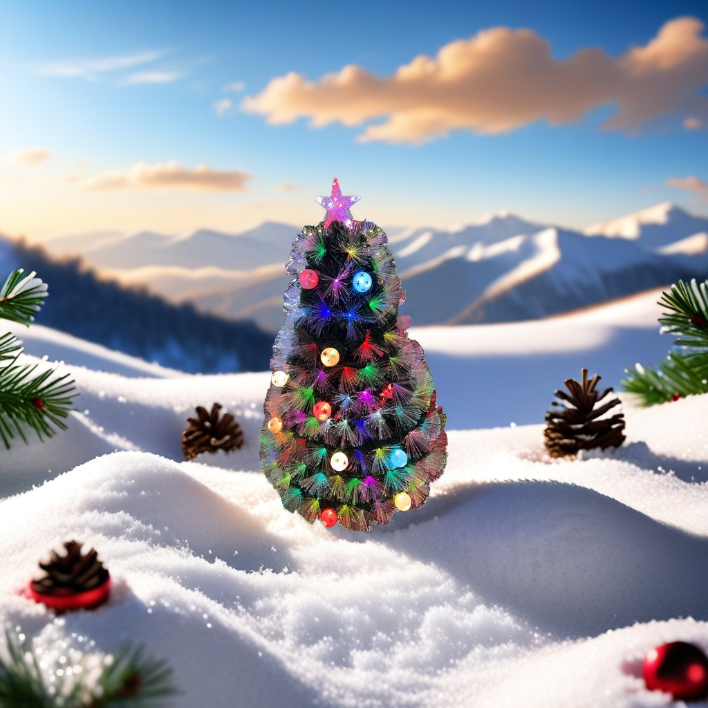 Colorful optical fiber decorated Christmas tree festive atmosphere lighting set