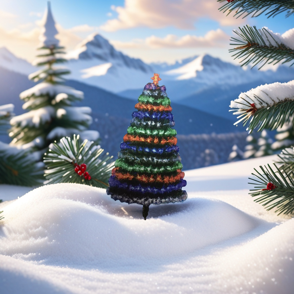 Colorful illuminated Christmas tree, indoor decoration, LED light strings, festival ornaments Specification image