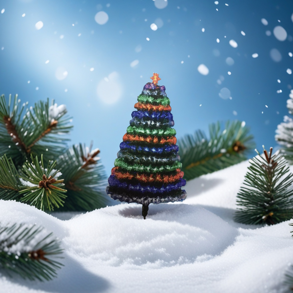 Colorful illuminated Christmas tree, indoor decoration, LED light strings, festival ornaments details Picture