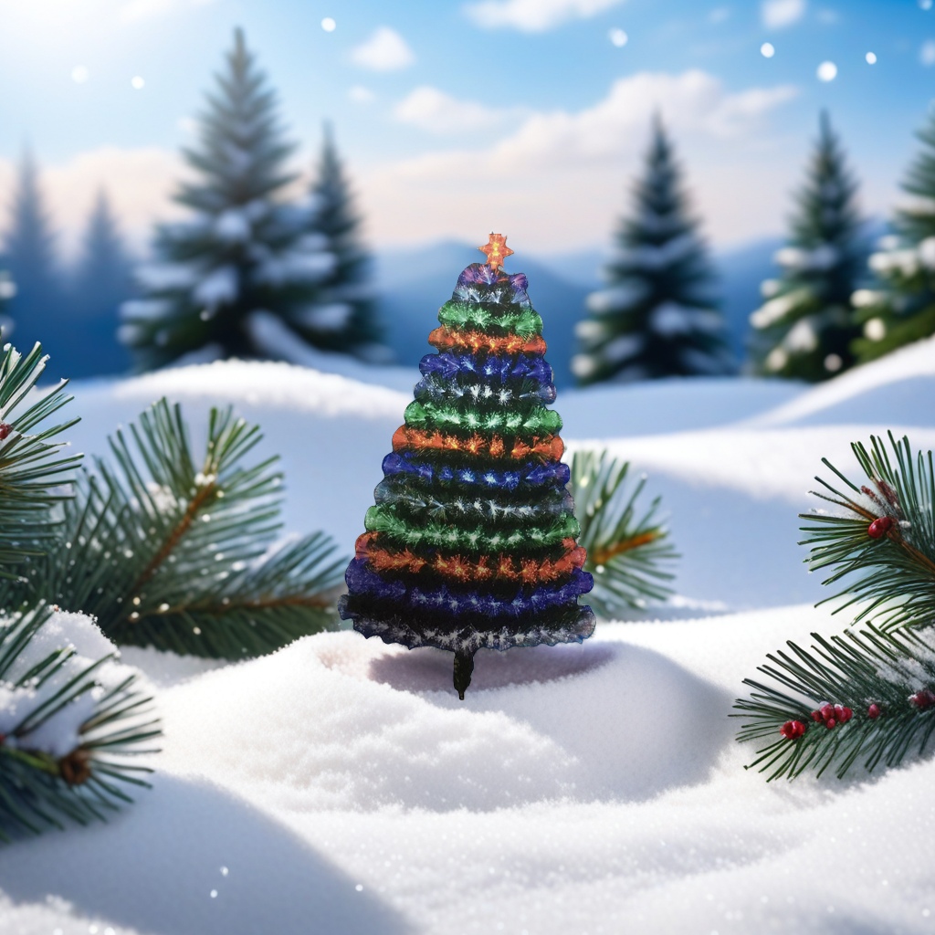 Colorful illuminated Christmas tree, indoor decoration, LED light strings, festival ornaments Application Scenario