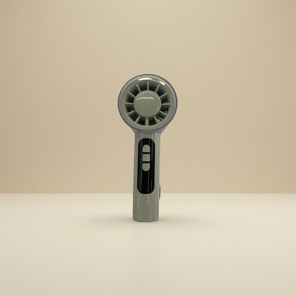 The handheld portable fan is compact, quiet, charging, USB, and has dual wind speeds