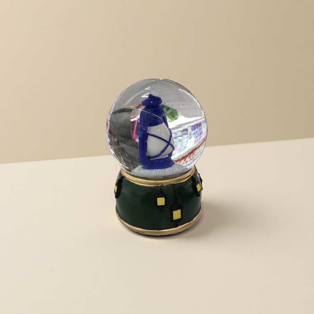 蓝色油灯雪景球 摆件家居装饰节日氛围创意礼品