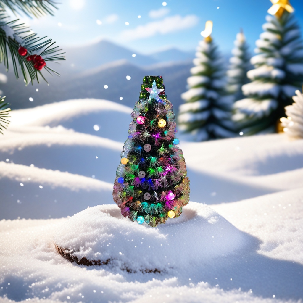 Colorful optical fiber decorated Christmas trees create a dazzling festive atmosphere and are home ornaments Application Scenario