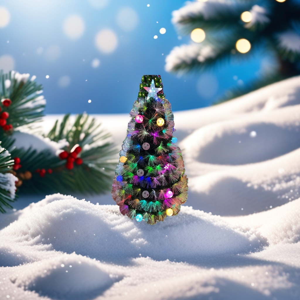 Colorful optical fiber decorated Christmas trees create a dazzling festive atmosphere and are home ornaments details Picture