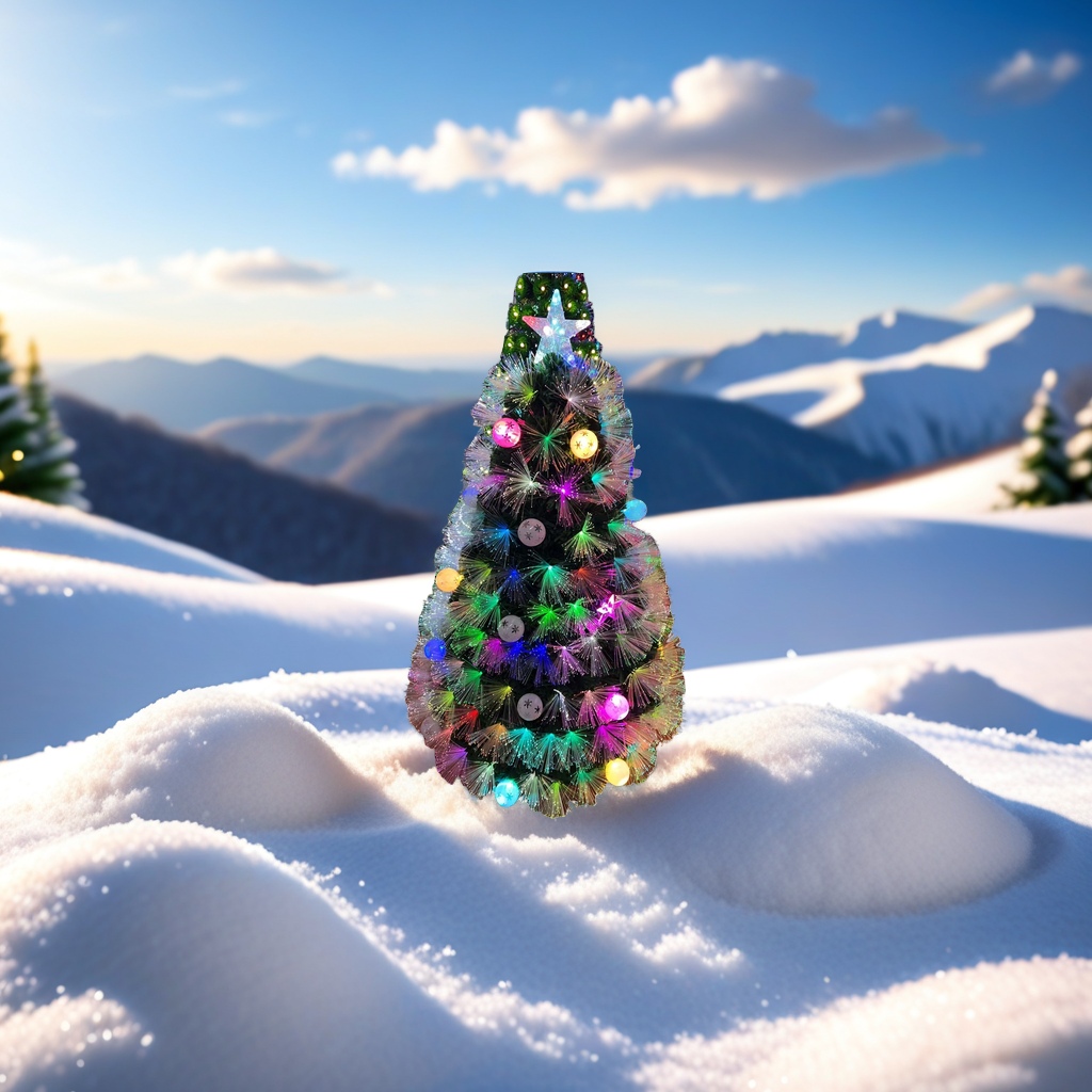 Colorful optical fiber decorated Christmas trees create a dazzling festive atmosphere and are home ornaments