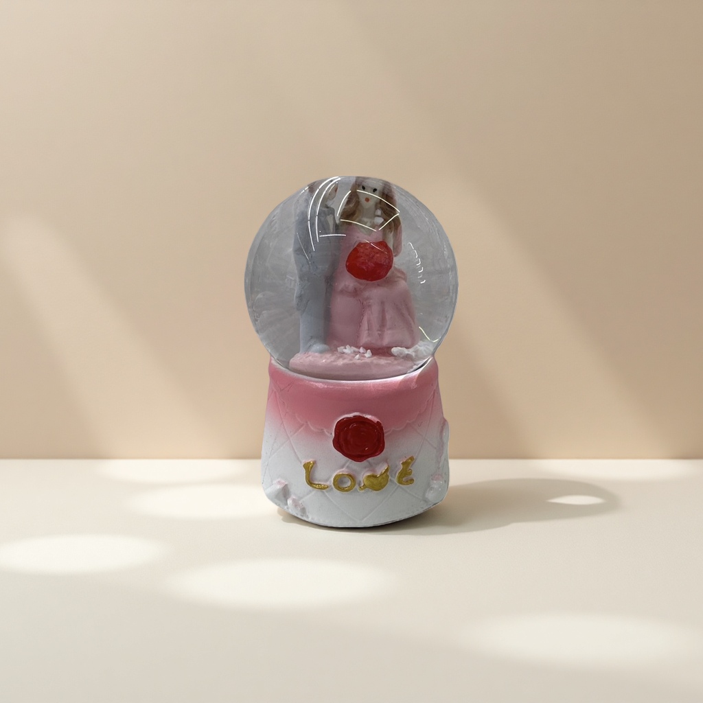粉色底座水晶球兔子情侣摆件家居装饰卧室桌面礼品