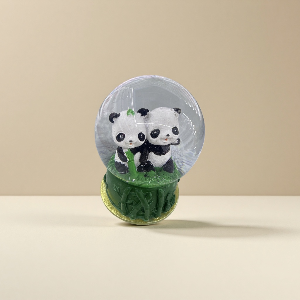 熊猫雪景球 水晶玻璃摆件节日装饰桌面创意礼品铃铛球水晶球音乐盒海洋主题玻璃制品