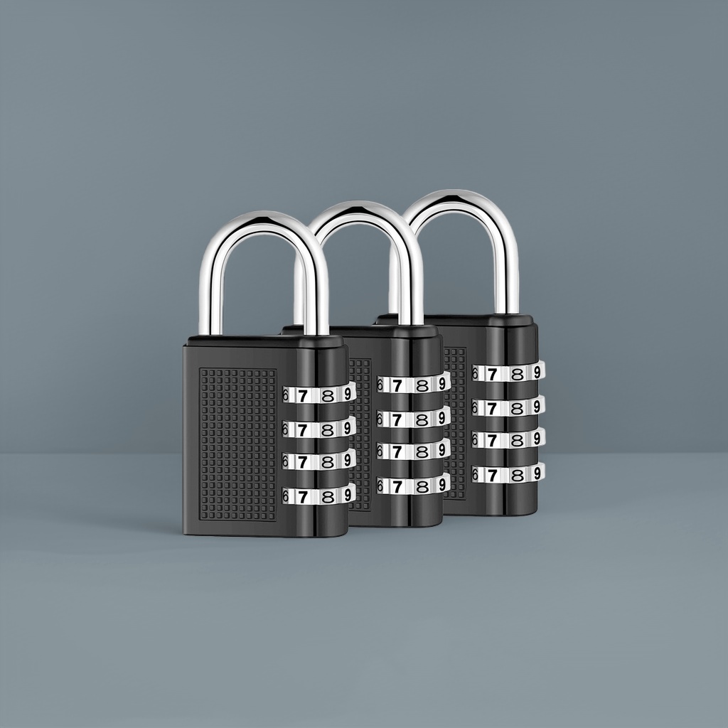 Black combination lock set, anti-theft combination lock, portable padlock, suitable for both home and office use Specification image