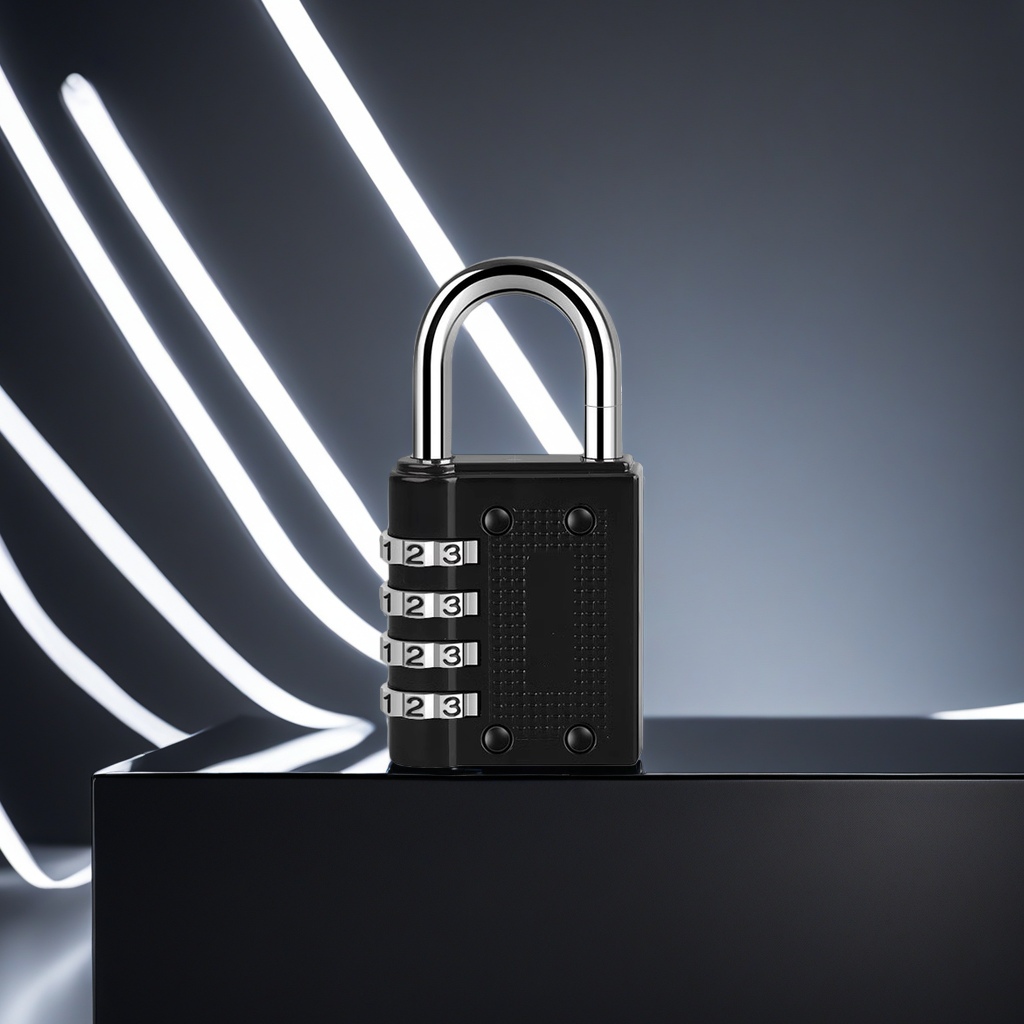 أقفال معدنية محمولة ذات أقفال مشفرة بأقفال سوداء كبيرة Specification image
