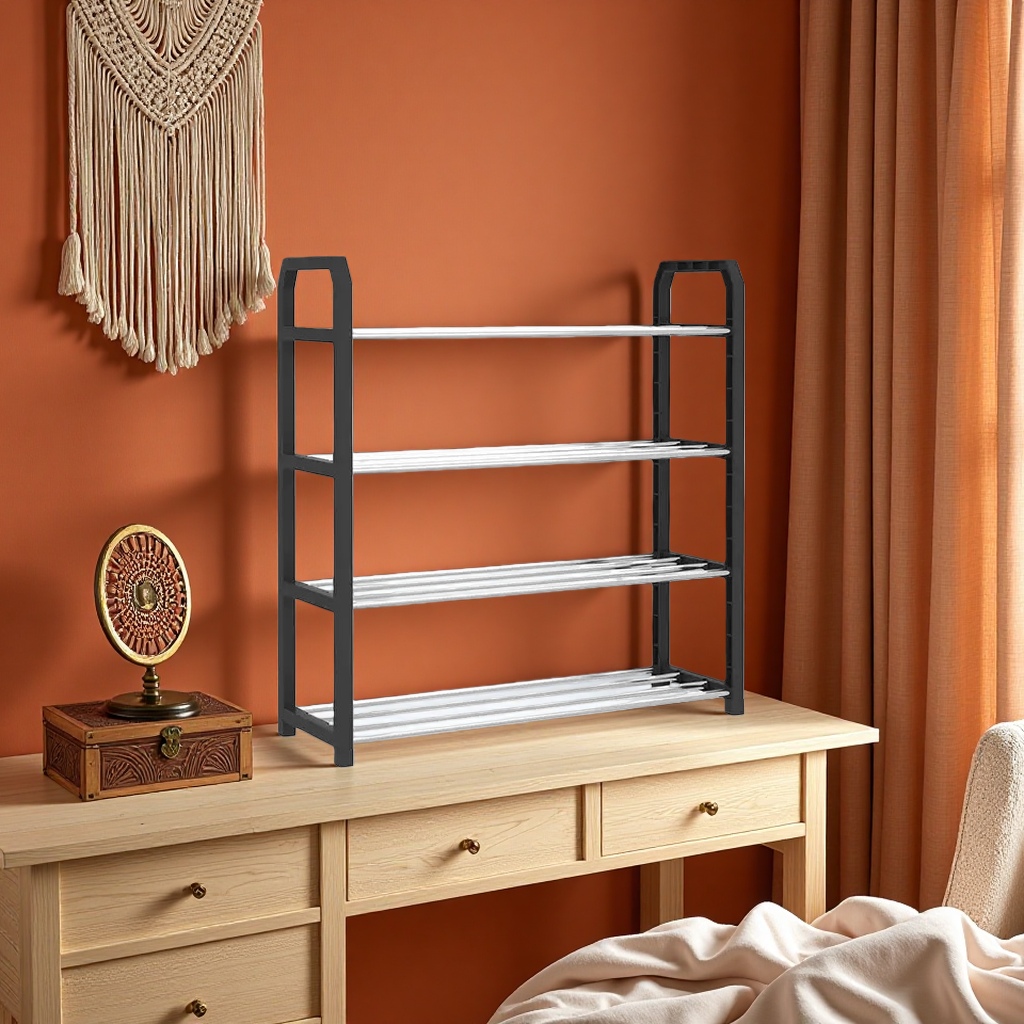 Multi-layer adjustable metal storage rack for kitchen, bathroom and living room storage