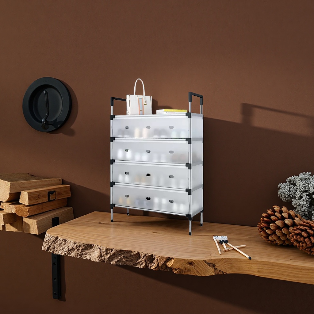 Transparent drawer-type storage cabinet with multi-layer detachable main body and no need for drilling, a household organization cabinet Application Scenario