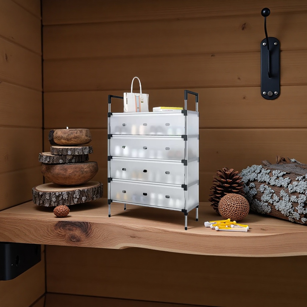 Transparent drawer-type storage cabinet with multi-layer detachable main body and no need for drilling, a household organization cabinet details Picture