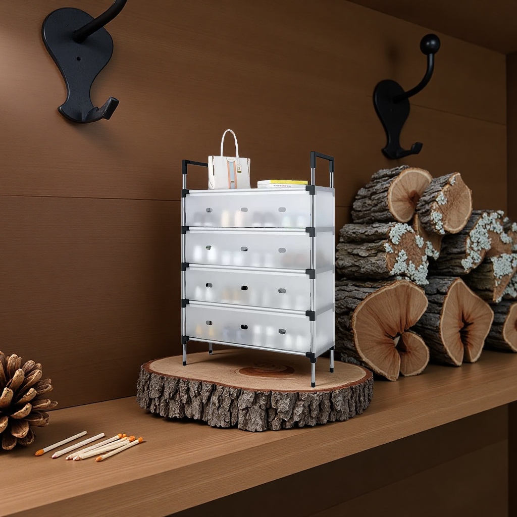 Transparent drawer-type storage cabinet with multi-layer detachable main body and no need for drilling, a household organization cabinet Specification image