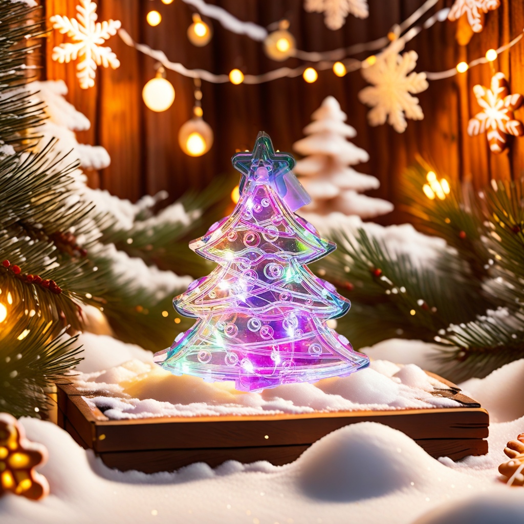 Luminous Christmas tree decorations, festive atmosphere hanging ornaments, shiny glass balls, colored light accessories Specification image