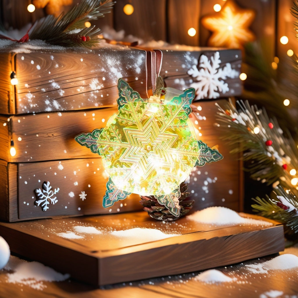 Luminous snowflake decorative Christmas home atmosphere lighting fixtures, snowflake-shaped night lights