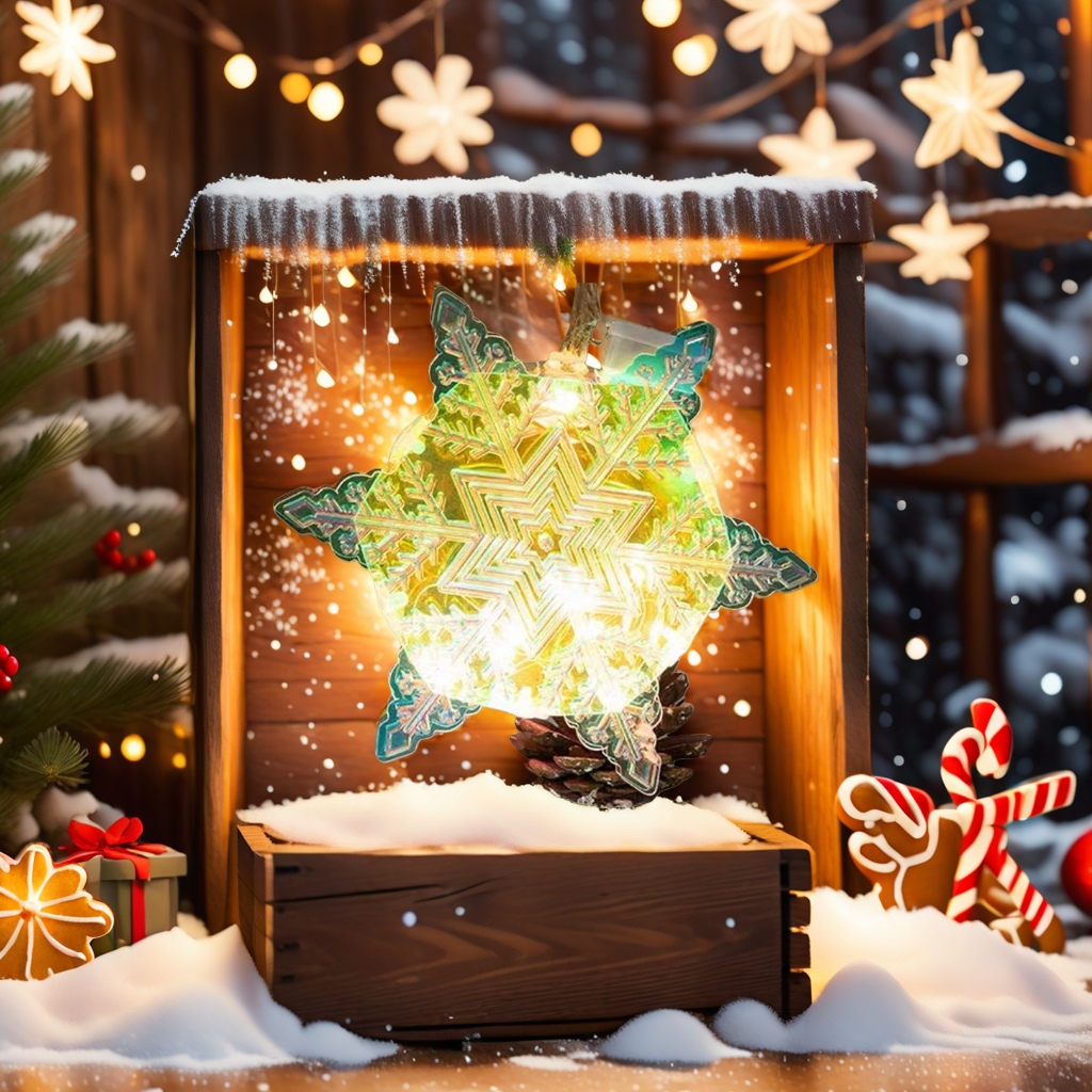 Luminous snowflake decorative Christmas home atmosphere lighting fixtures, snowflake-shaped night lights details Picture