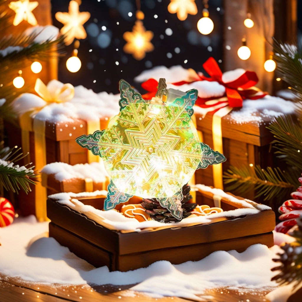 Luminous snowflake decorative Christmas home atmosphere lighting fixtures, snowflake-shaped night lights Specification image
