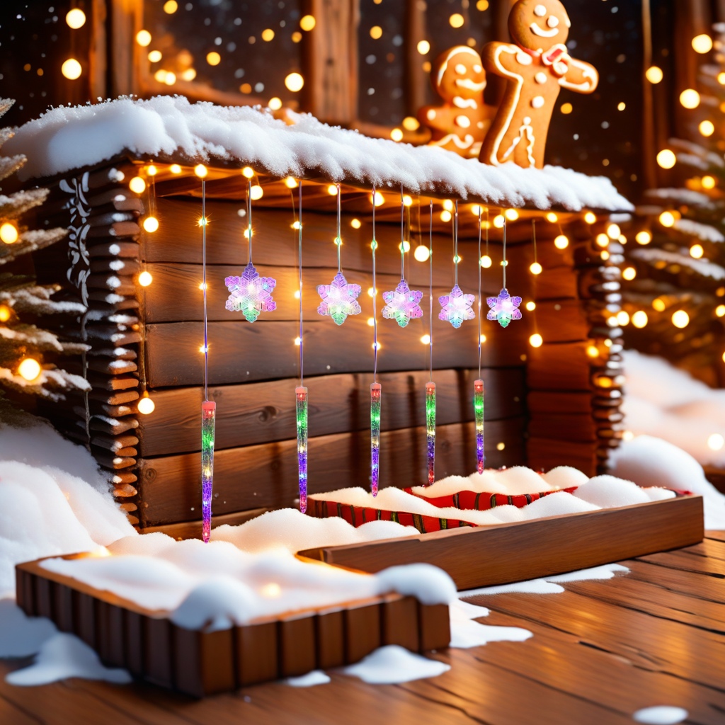 Colorful snowflake pendants with ice column light strings for festival decorative lighting sets