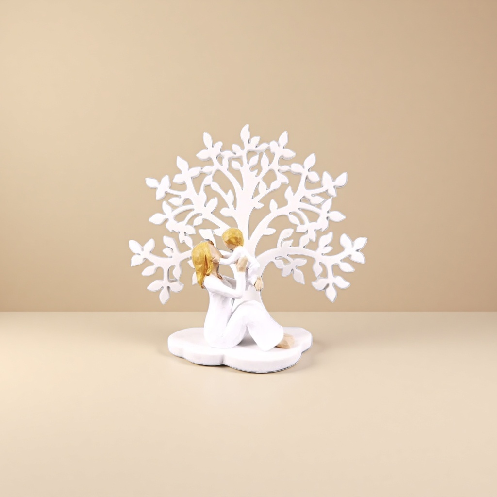 White tree-shaped couple statue decorative ornaments, indoor home creative gift ceramics, ceramics details Picture