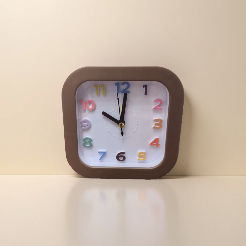 Color digital square clock, electronic silent wall-mounted alarm clock, home bedroom and living room decoration details Picture