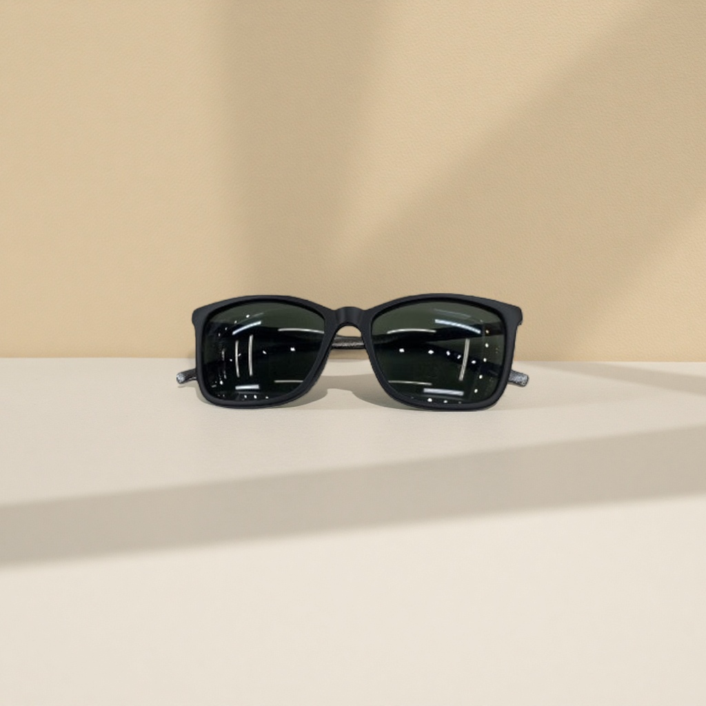Black square sunglasses with metal frames are light, comfortable and specially designed for outdoor cycling details Picture