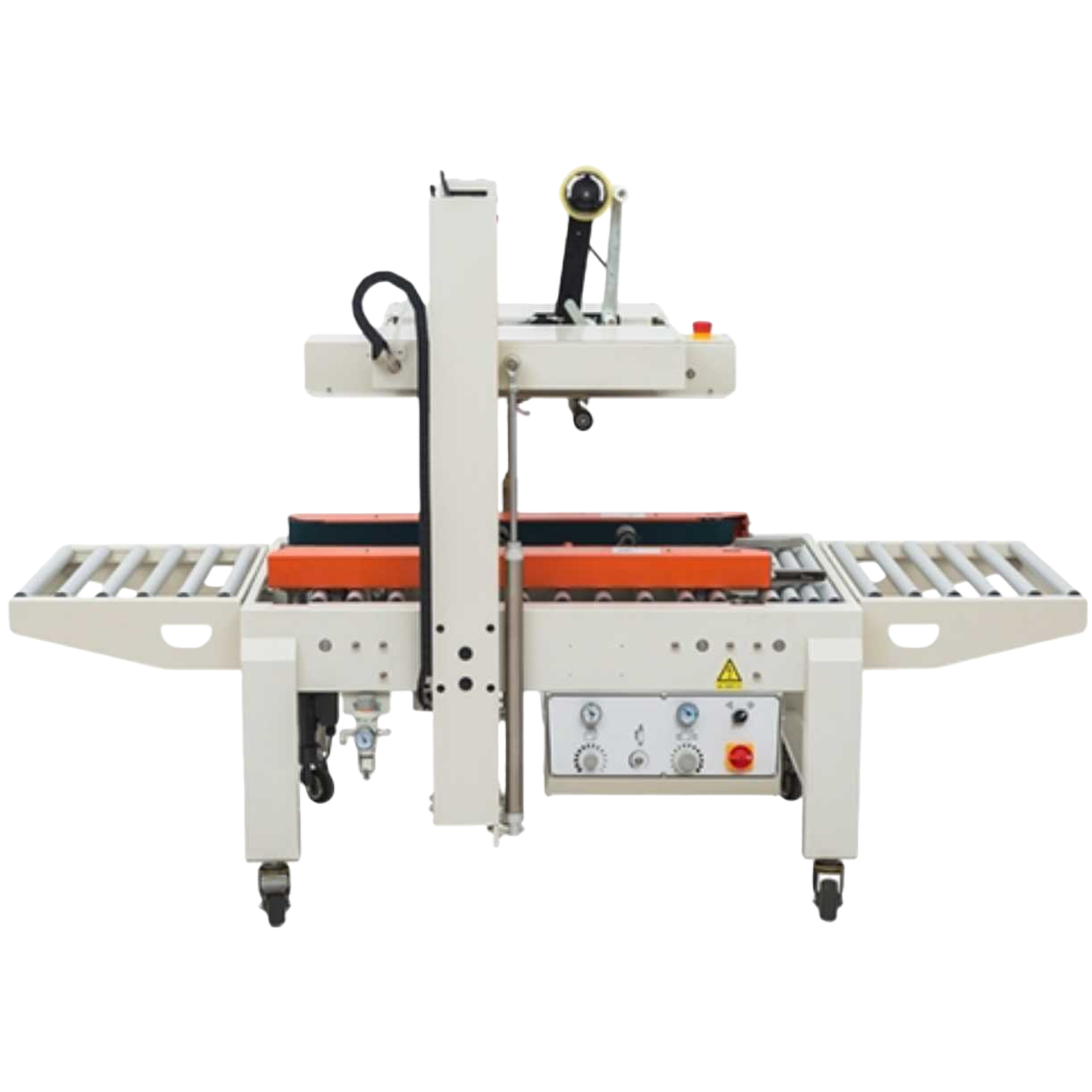 Industrial-grade carton sealing machine, a high-speed automatic lid folding and sealing equipment with a metal body Item Picture
