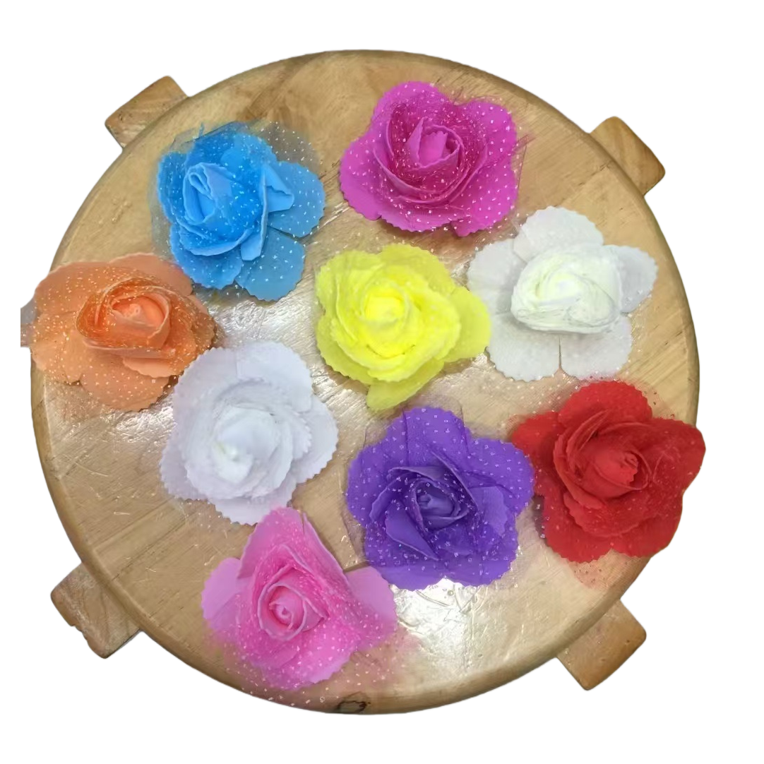 彩色人造玫瑰花丝绒质感仿真花家居装饰摆件白底实物图