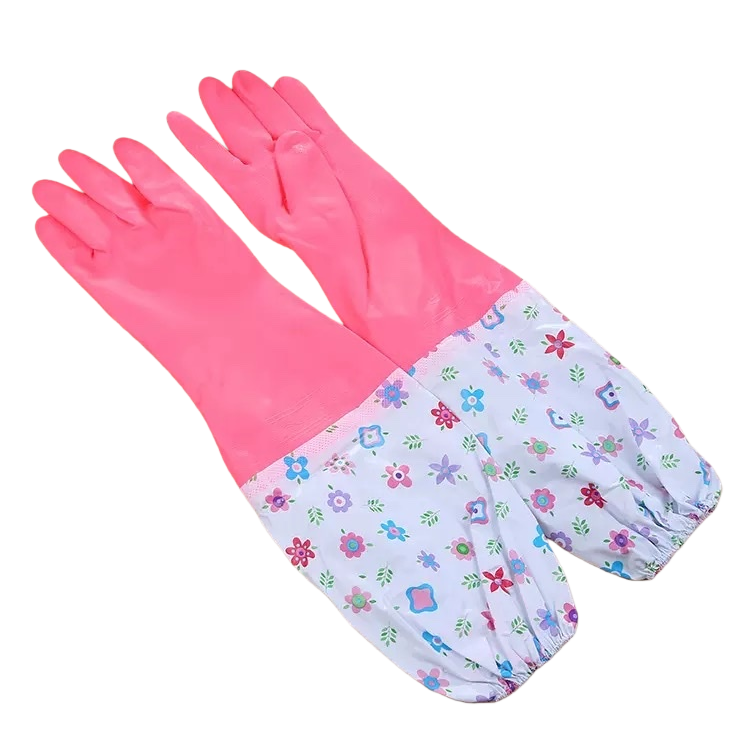 Pink rubber gloves are anti-slip, wear-resistant, thickened for labor protection, home gardening, cleaning and protection Item Picture