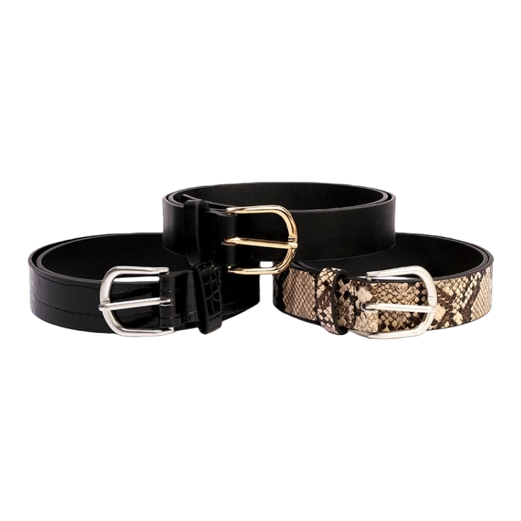 Three-piece men's genuine leather belt, simple business casual belt, adjustable Item Picture