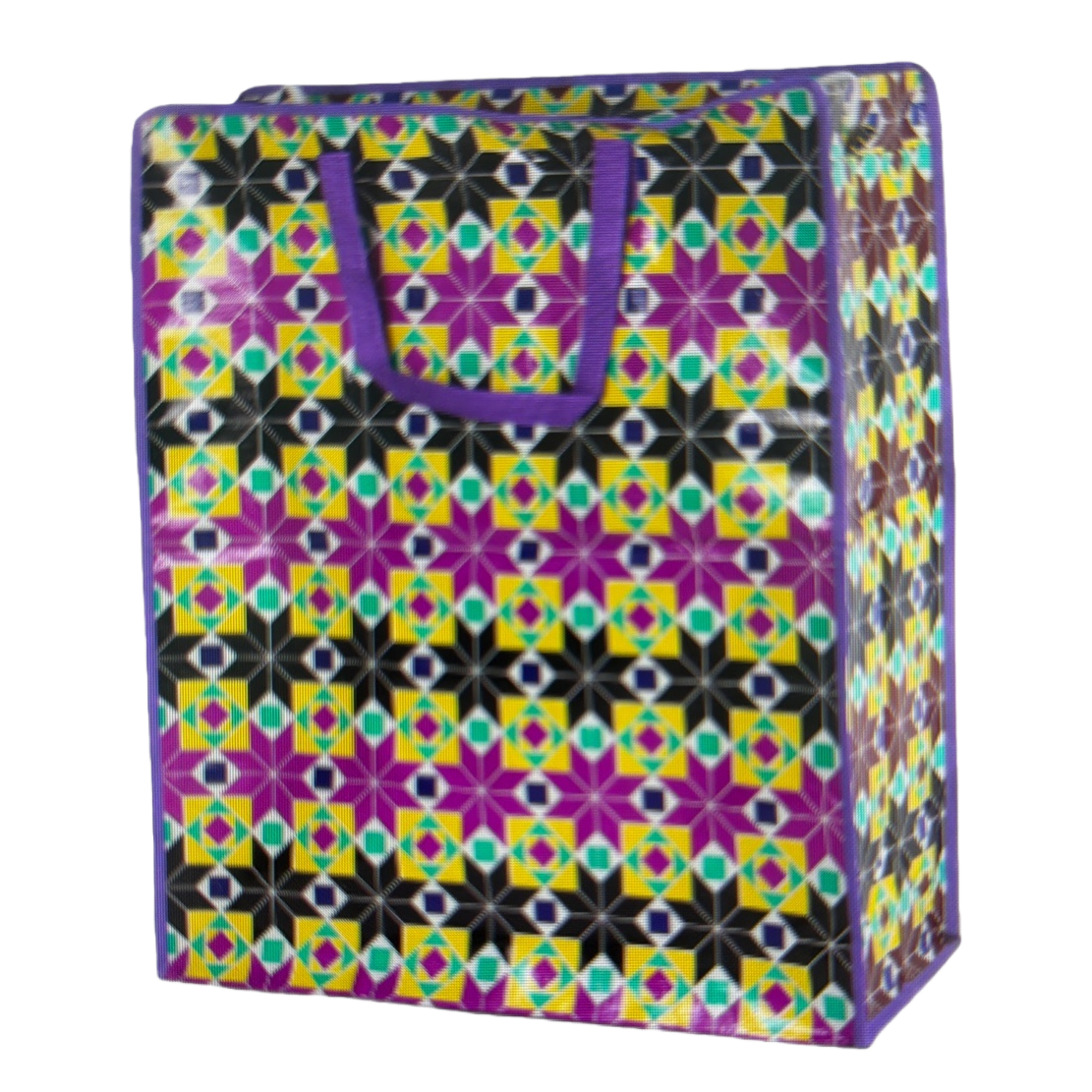 Colorful geometric pattern shopping bags, large-capacity eco-friendly canvas handbags Item Picture
