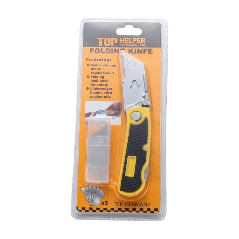 The multi-functional stainless steel folding knife is a portable mini knife with a safety lock design Item Picture