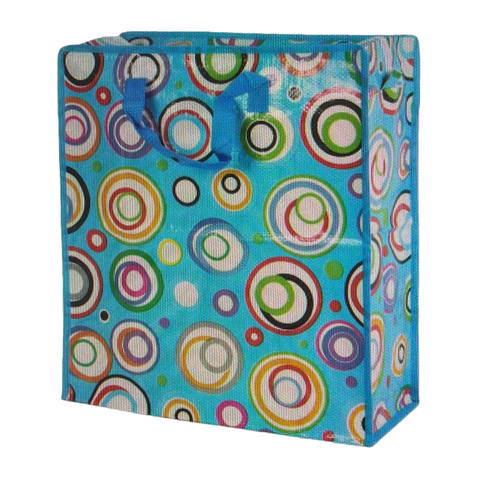 Colorful circular pattern shopping bag, hand-held eco-friendly canvas bag, large-capacity daily shopping bag Item Picture