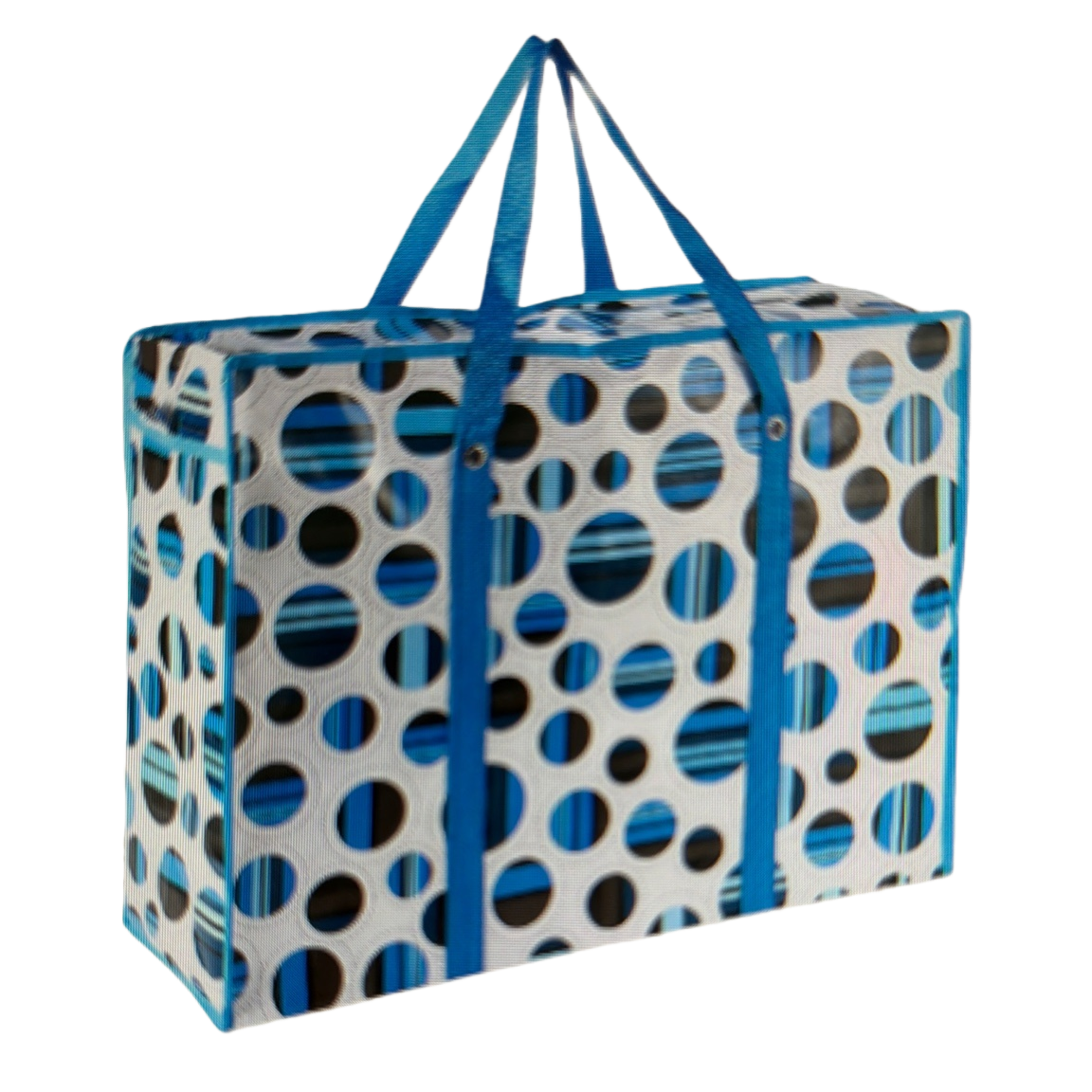 The blue polka dot pattern handbag is a fashionable, simple and eco-friendly shopping bag Item Picture