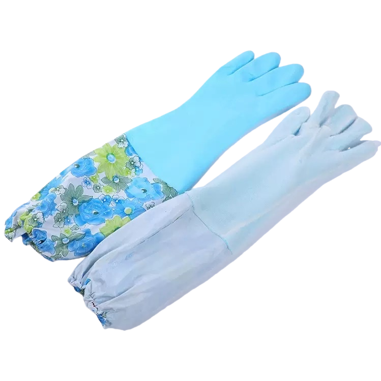 Thickened blue rubber gloves, anti-slip and wear-resistant, household cleaning and labor protection gloves Item Picture