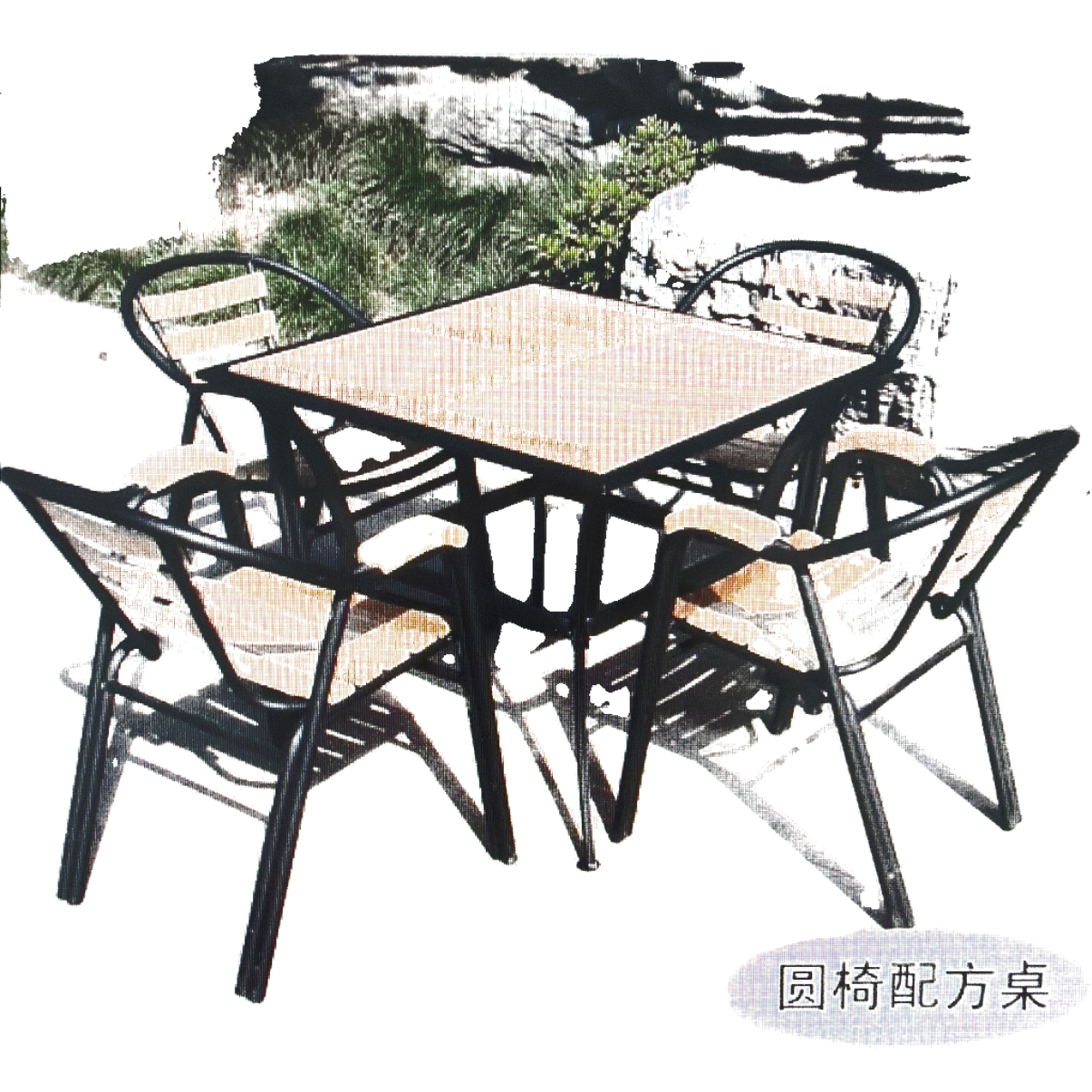 Outdoor furniture, table and chair sets, anti-corrosion wood, courtyard and balcony leisure sets Item Picture