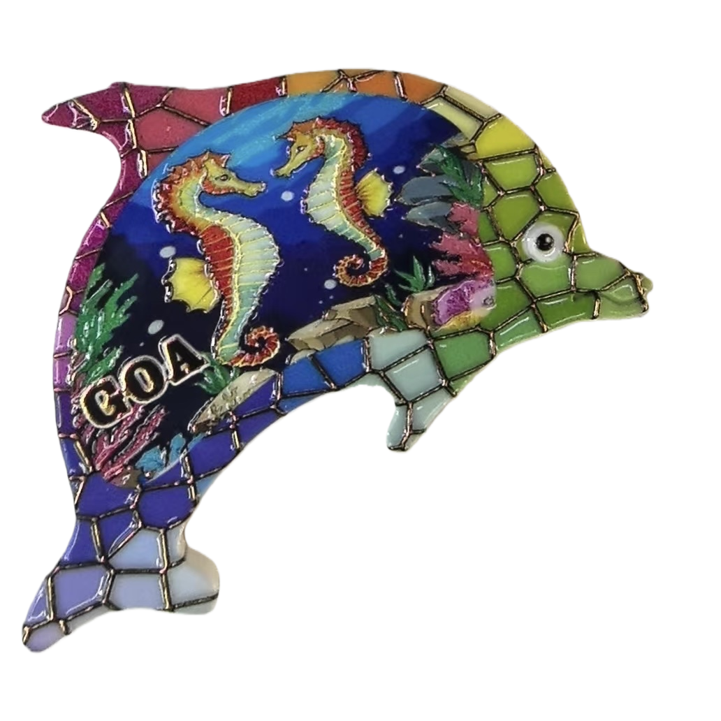 Colorful seahorse pattern dolphin-shaped decorative fridge magnets, fridge magnets, cultural and creative products Item Picture