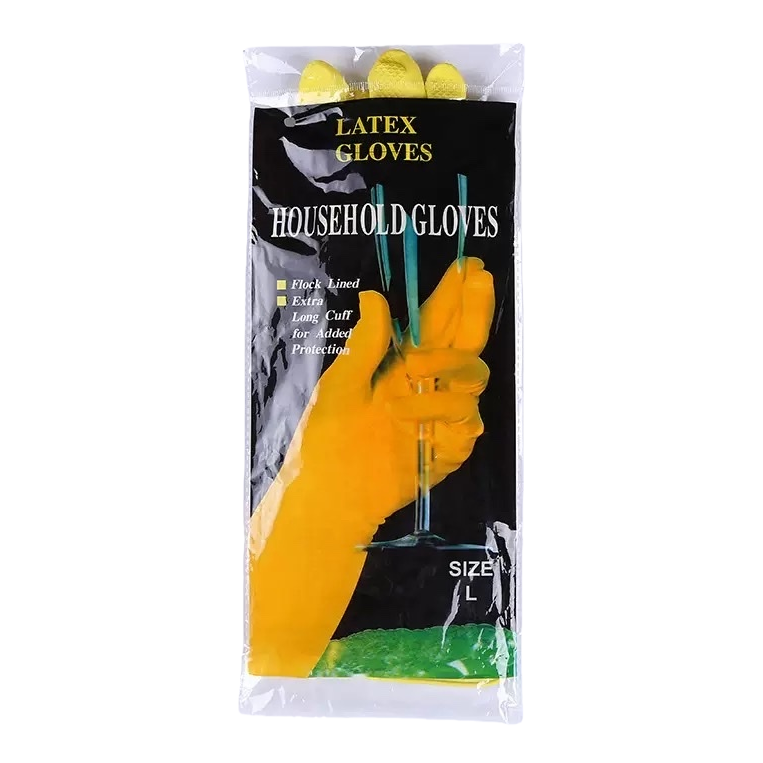 Yellow latex gloves, food-grade thickened, anti-slip and wear-resistant, disposable for household kitchen use Item Picture