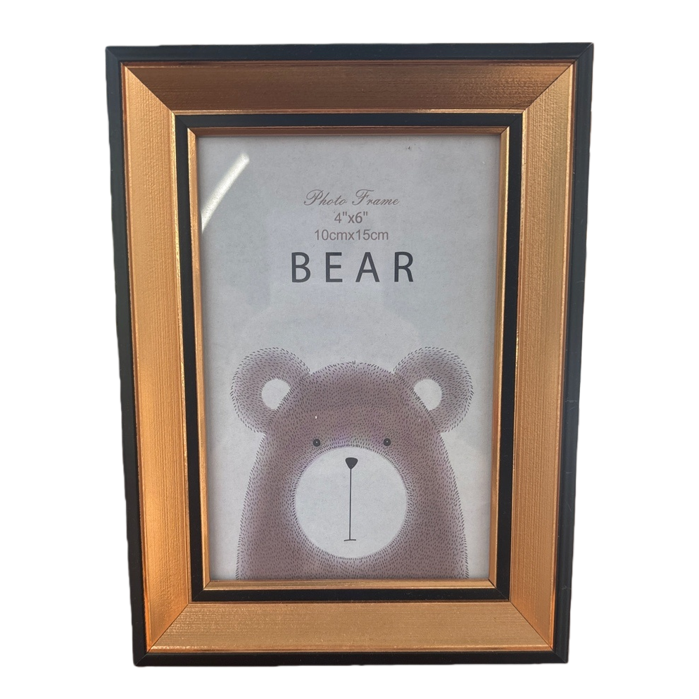Bear pattern imitation wooden photo frame, photo frame stand, wall hanging, dual use, simple Nordic style Item Picture