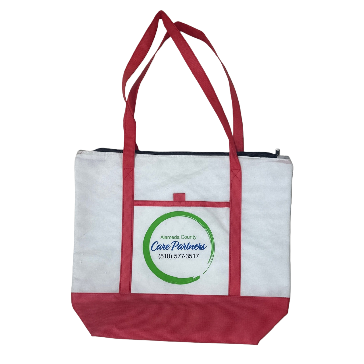 Red handbag, white canvas bag, simple and fashionable, large-capacity shopping bag Item Picture
