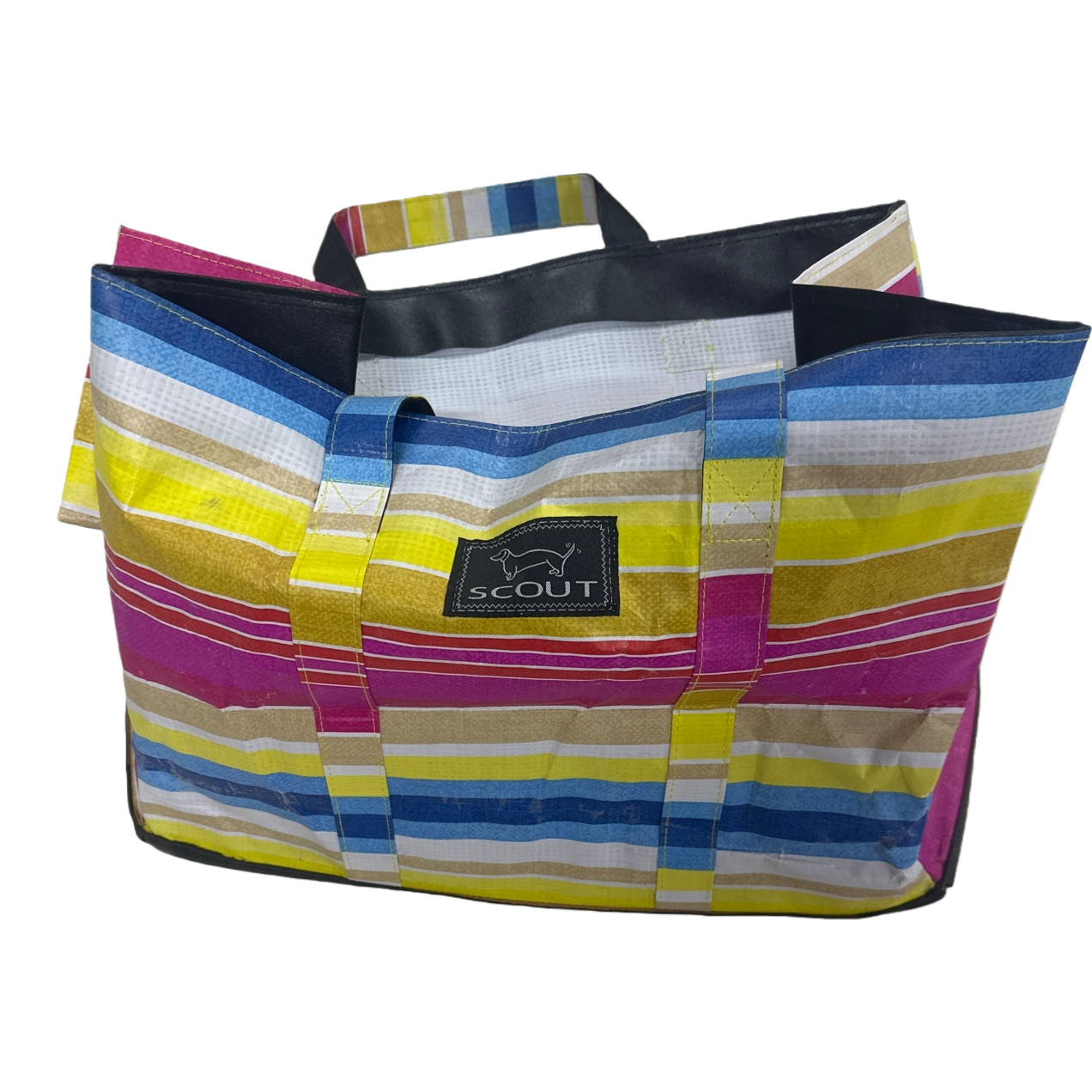 Colorful striped handbag is a fashionable and versatile large-capacity commuting handbag for women Item Picture