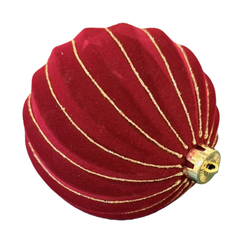 Red suede Christmas ball, festive decorative pendant, Christmas tree accessory gift box set Item Picture