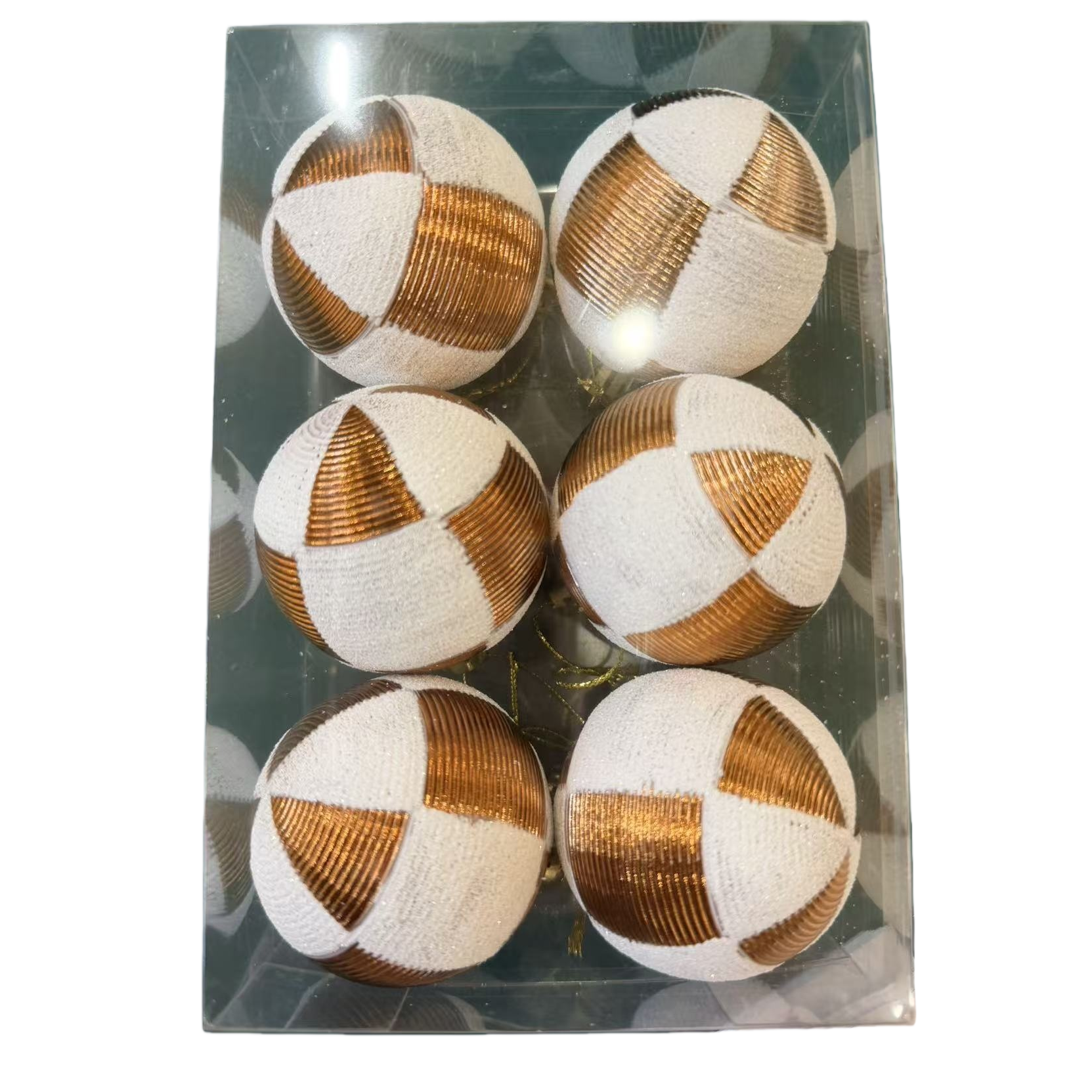 كرات عيد الميلاد بيضاء وذهبية مزخرفة بكرة عيد الميلاد Item Picture
