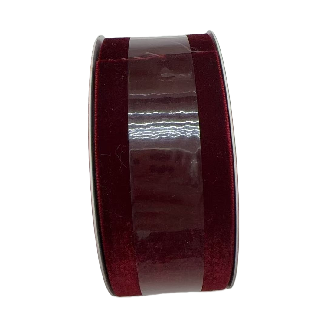 The width of the deep red curly velvet tape can be selected in meters for custom gift packaging decoration Item Picture
