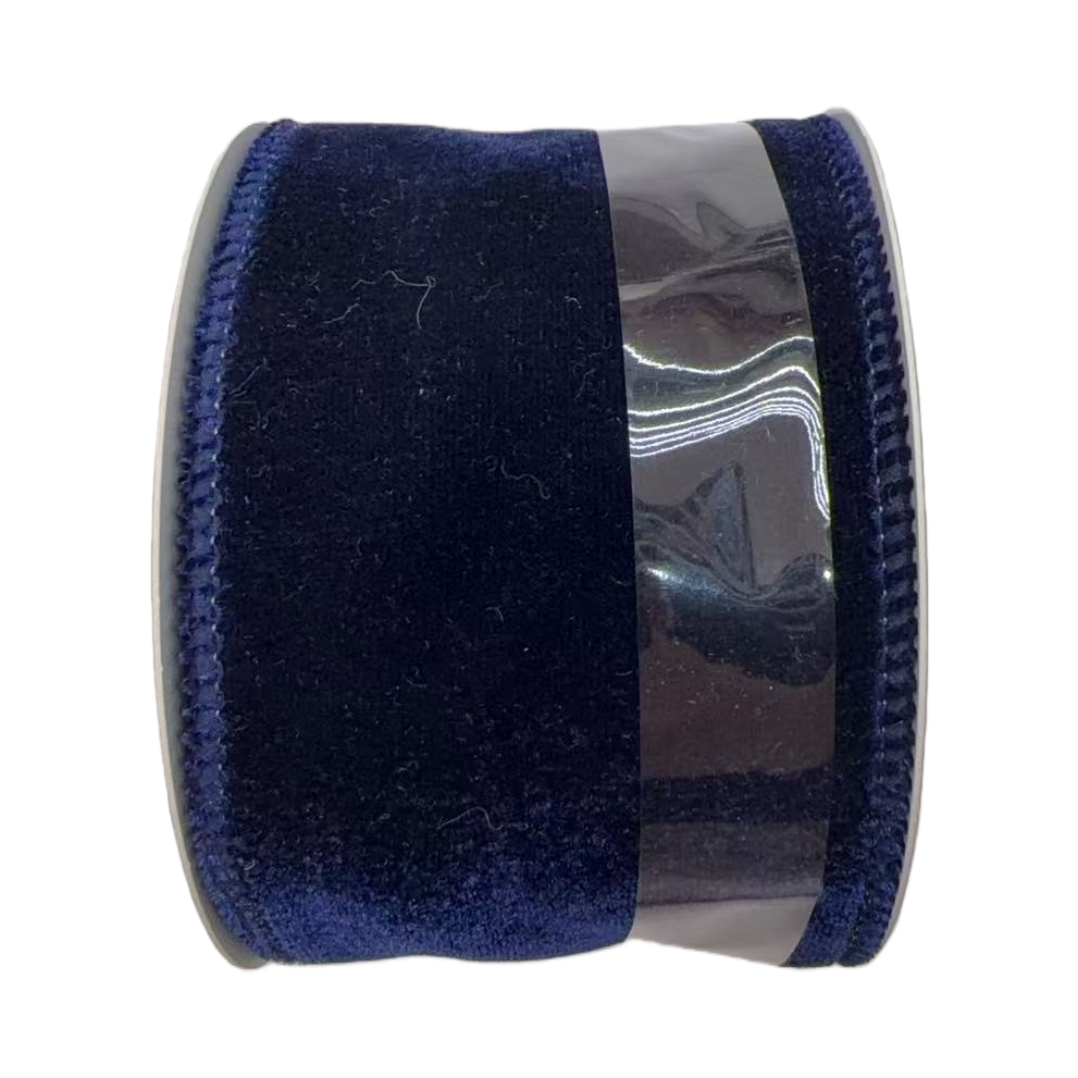 Deep blue curly velvet ribbon Christmas decoration, width available for selection, suitable for high-end gift box packaging decoration Item Picture