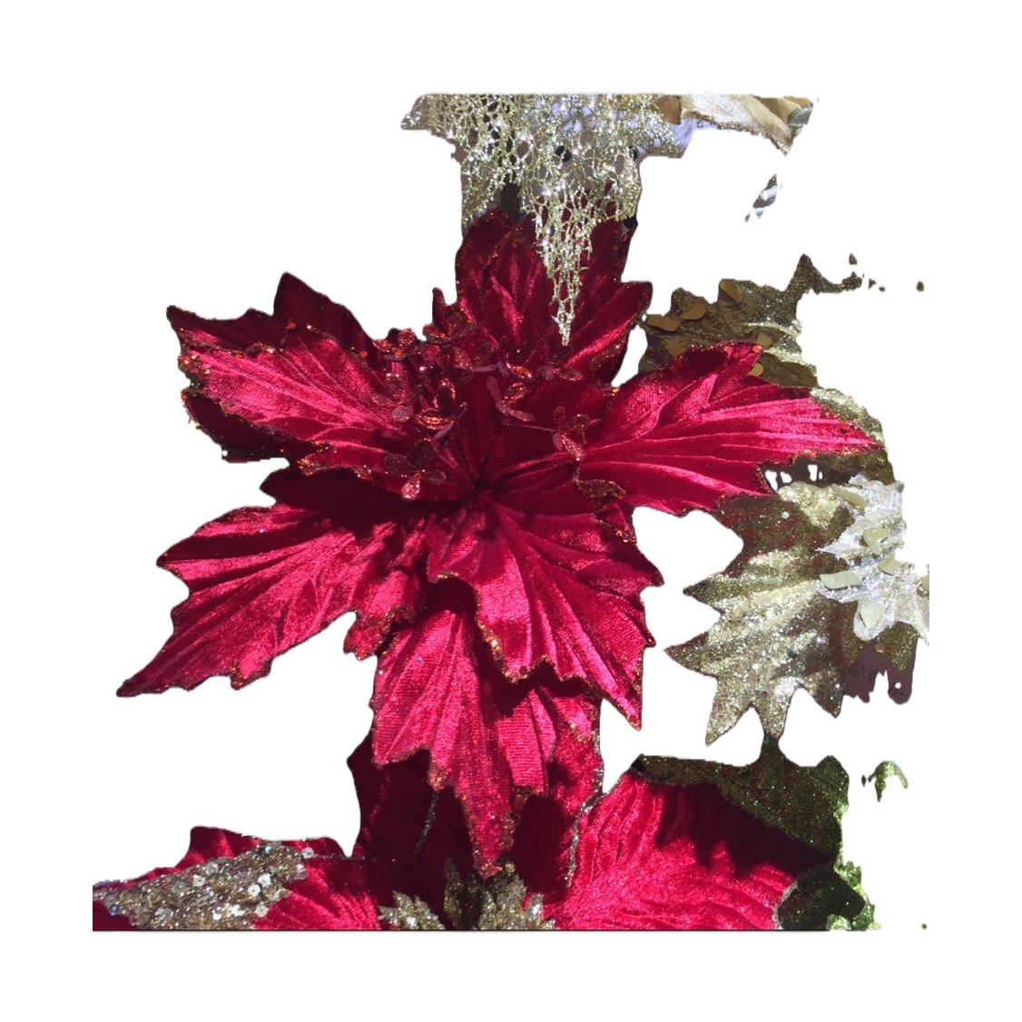 Red Christmas flower artificial flowers decorate Christmas tree ornaments and Christmas cuttings Item Picture